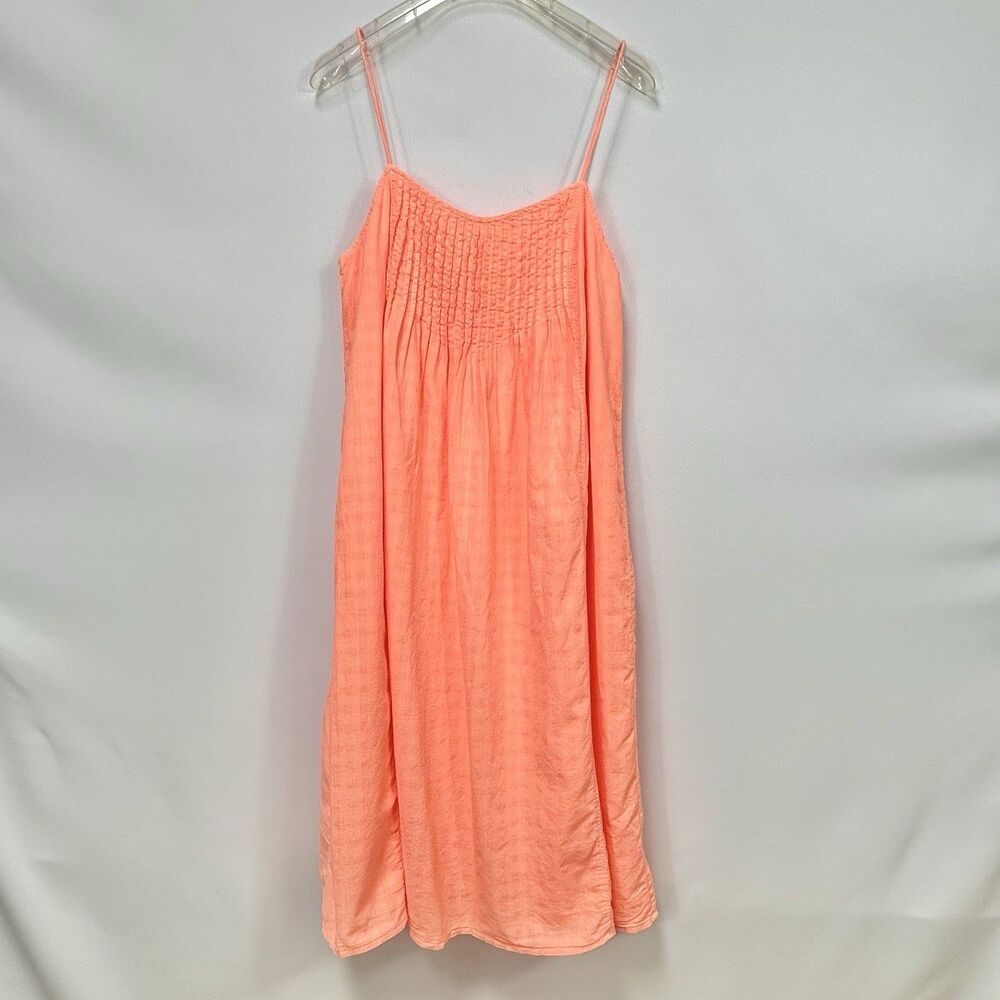 J.Crew Pintuck Sundress Neon Coral/Orange Size 2 Spaghetti Strap Summer Dress